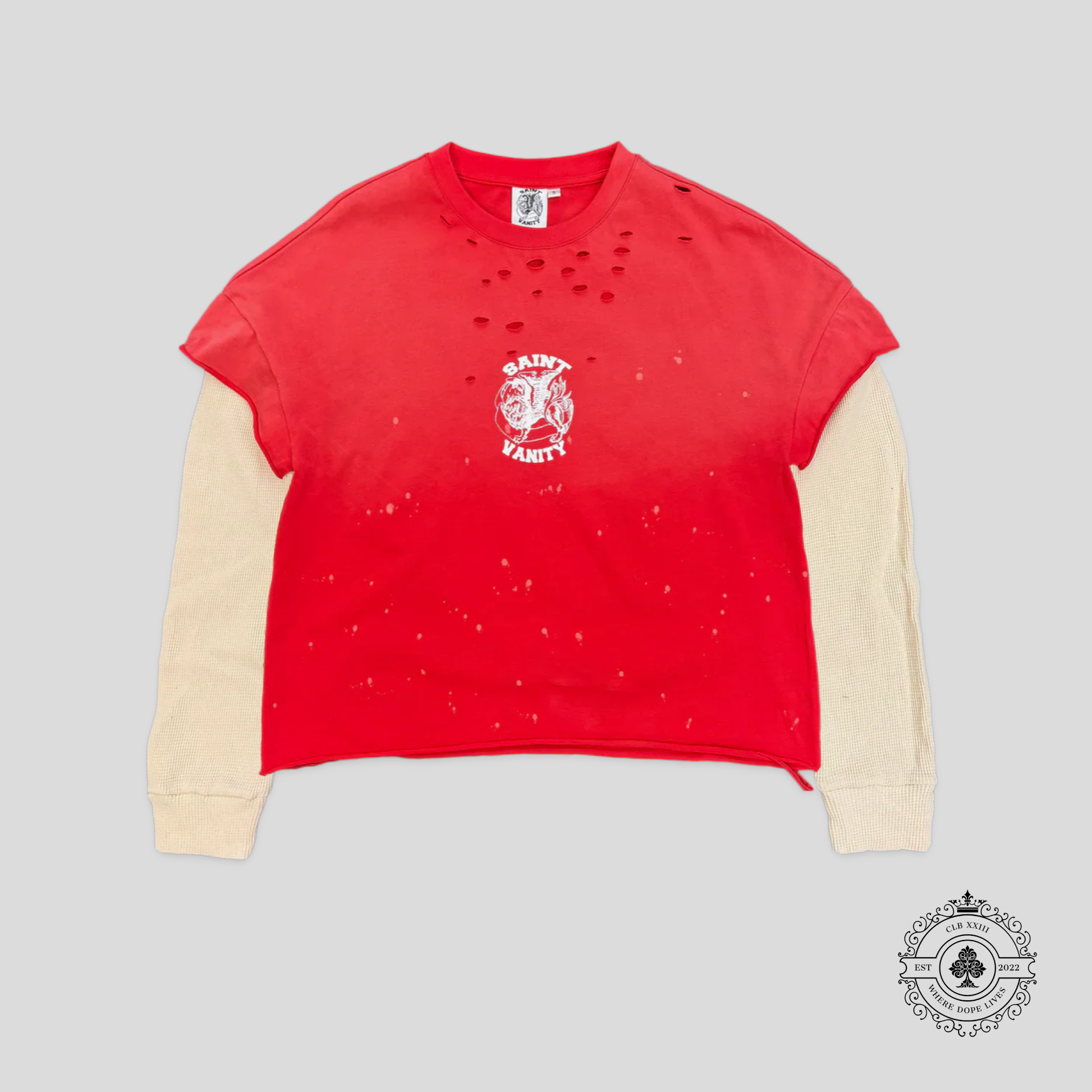 Saint Vanity Red Cutoff Thermal Shirt in Red