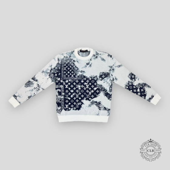 Louis Vuitton Gradient Monogram Bandana Jacquard Crewneck in White/Blue — authenticated Louis Vuitton at CLB XXIII