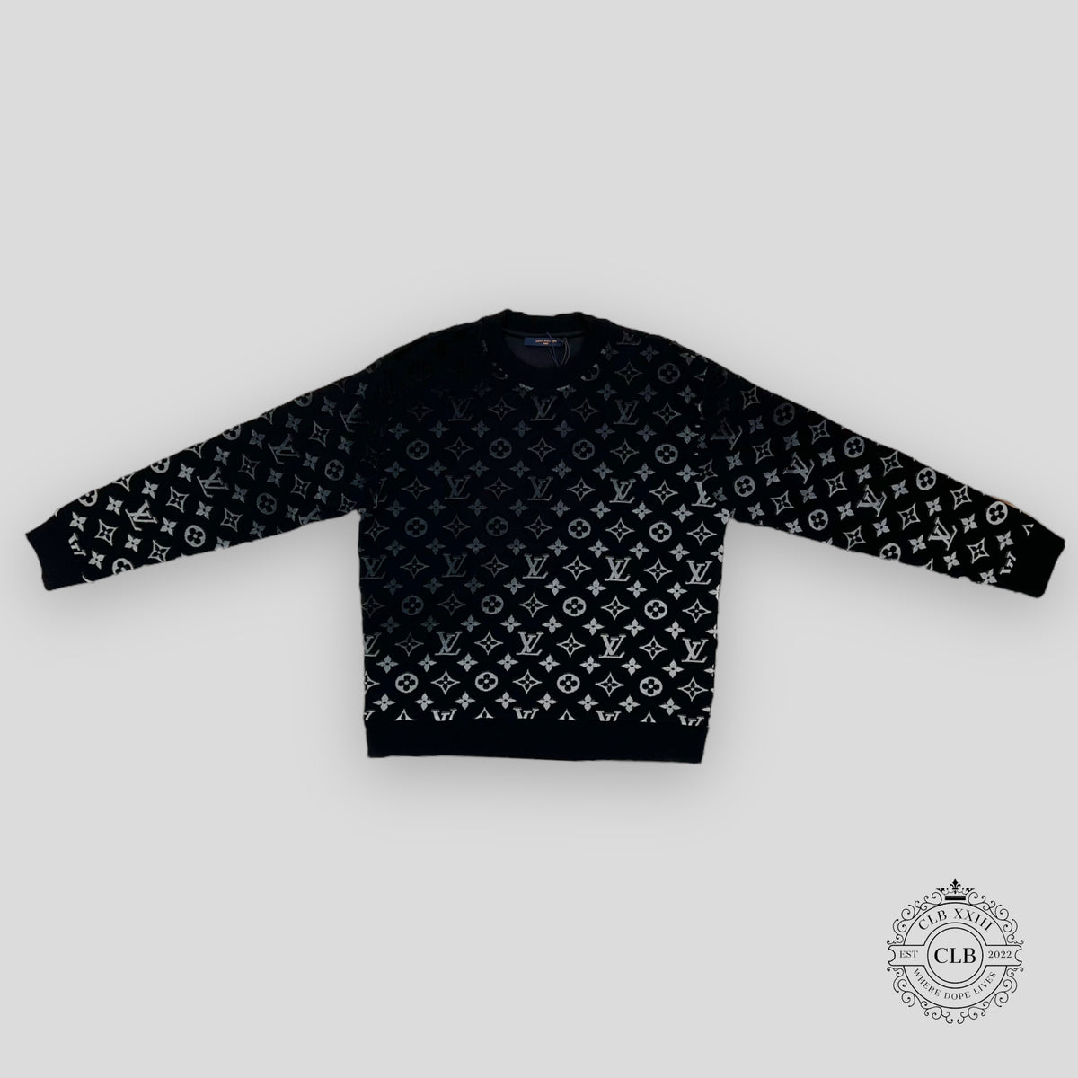 Louis Vuitton Gradient Monogram Fil Coupe Crewneck in Black