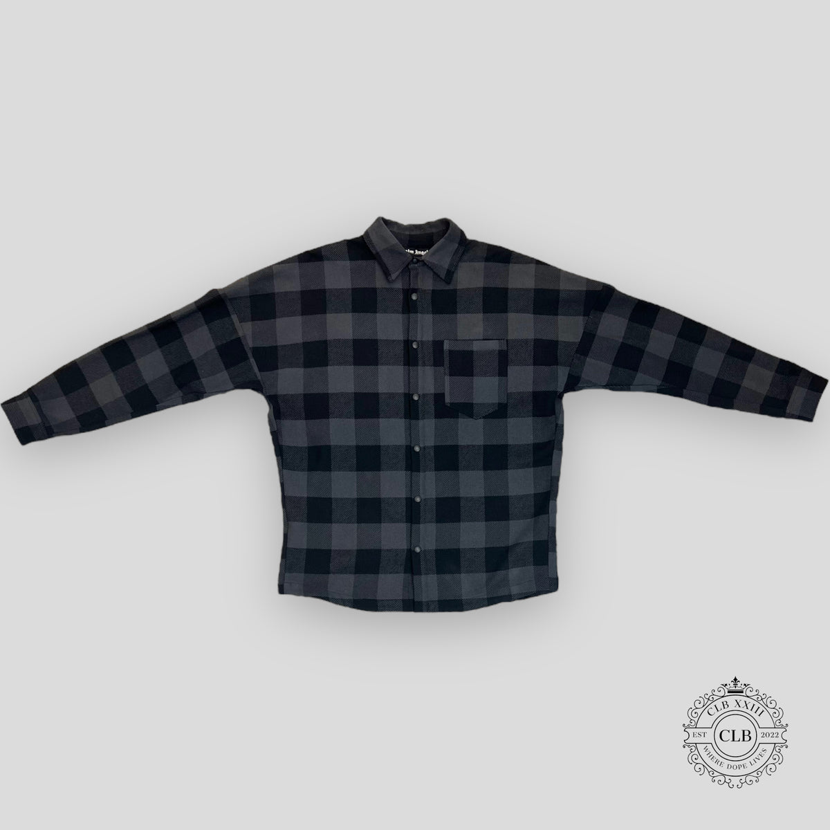 Palm Angels Classic Logo Overshirt in Black / Grey