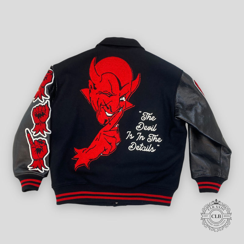 SAINT MICHAEL DEVIL VARSITY JACKET - BLACK/RED