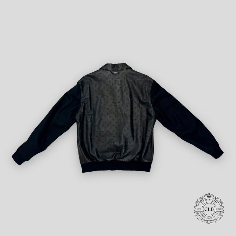LOUIS VUITTON LVSE MONOGRAM EMBOSSED MIX LEATHER BLOUSON - BLACK