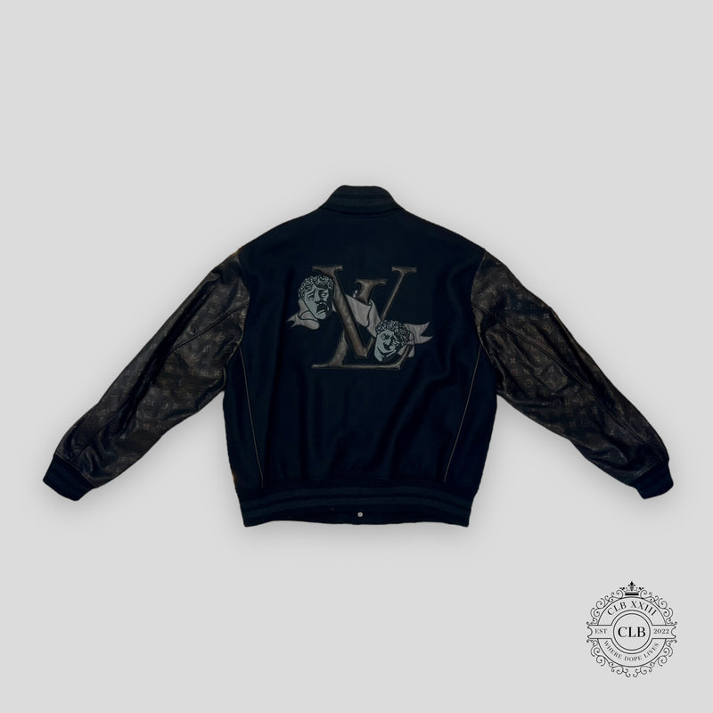 Louis Vuitton Mix Leather Varsity Jacket in Black