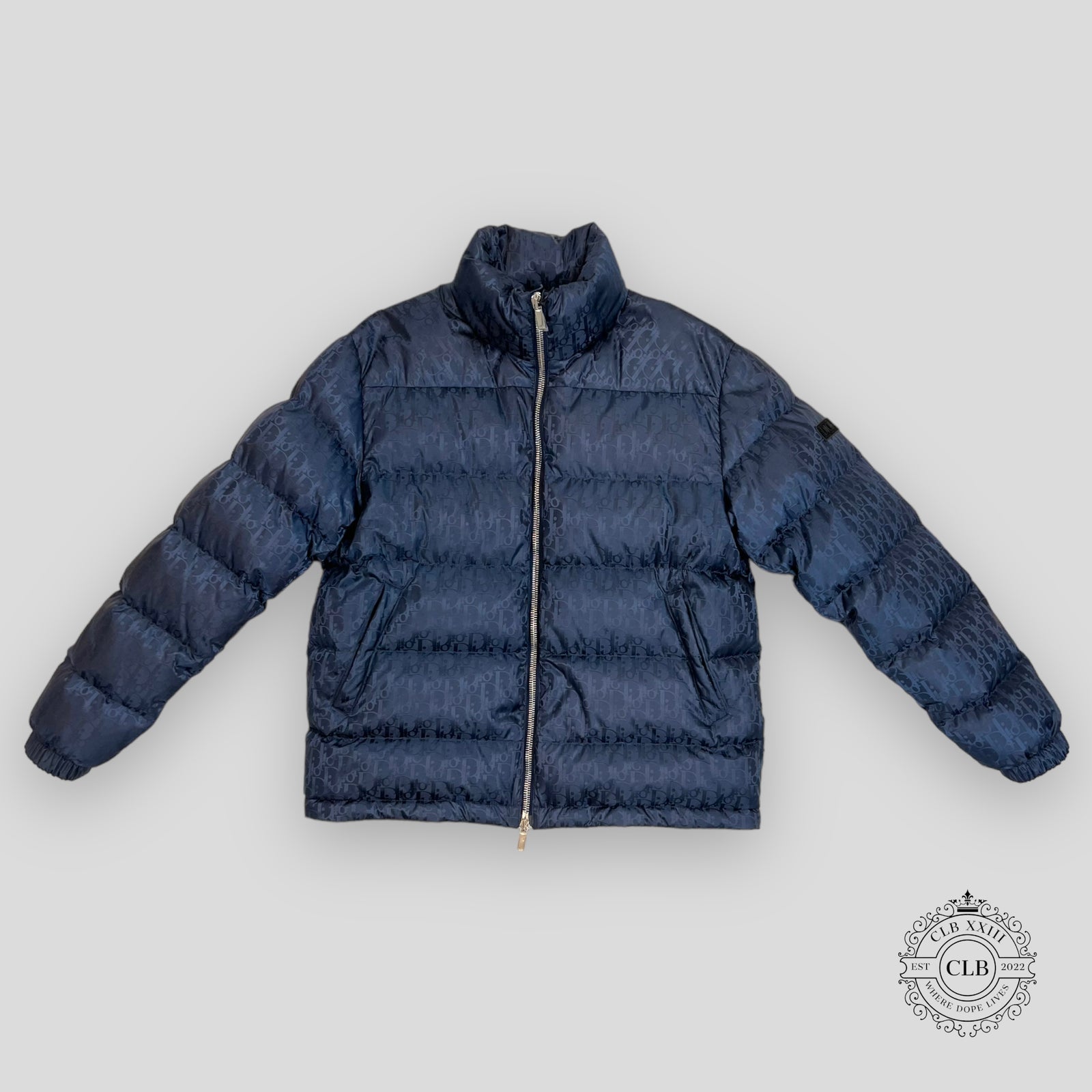Dior Oblique Down Jacket in Navy Blue