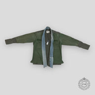 GREG LAUREN BAKER LAYERED DENIM-LAYERED SHIRT - ARMY GREEN