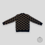 GUCCI GG WOOL JACQURD CARDIGAN - BLACK/CAMEL