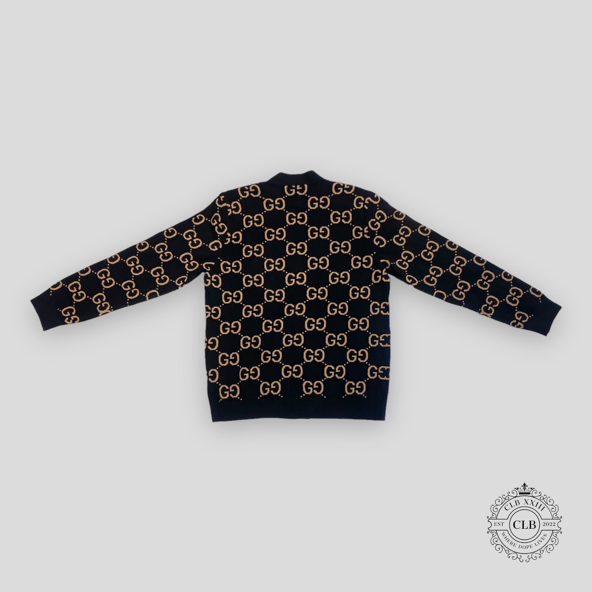 GUCCI GG WOOL JACQURD CARDIGAN - BLACK/CAMEL