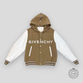 Givenchy Hooded Varsity Jacket in White / Beige
