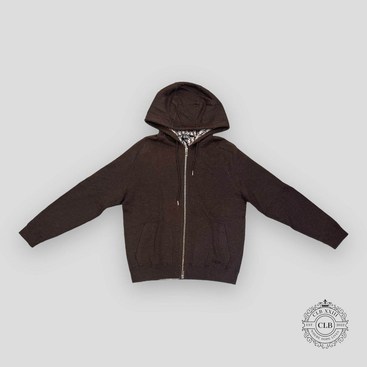 Dior Cashmere Blend Zip-up Hoodie in Brown