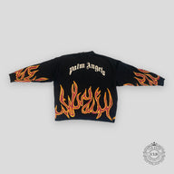 PALM ANGELS GRAFFITI FLAMES CREWNECK - BLACK