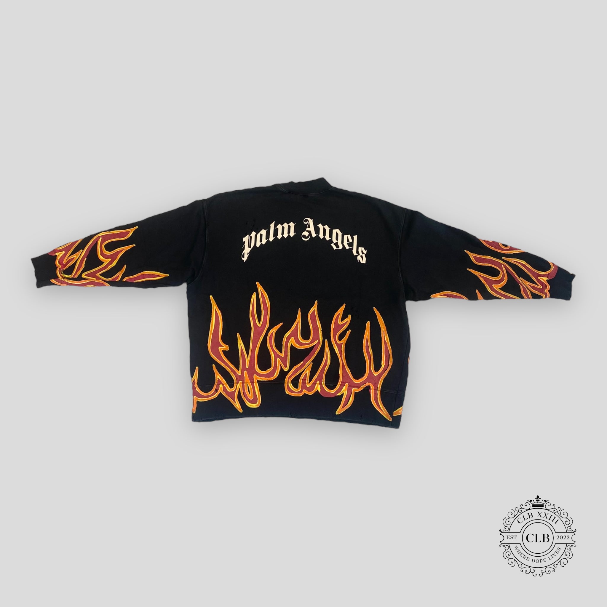 PALM ANGELS GRAFFITI FLAMES CREWNECK - BLACK