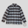 AMIRI PLAID FRINGE PADDED OVERSHIRT - BLUE