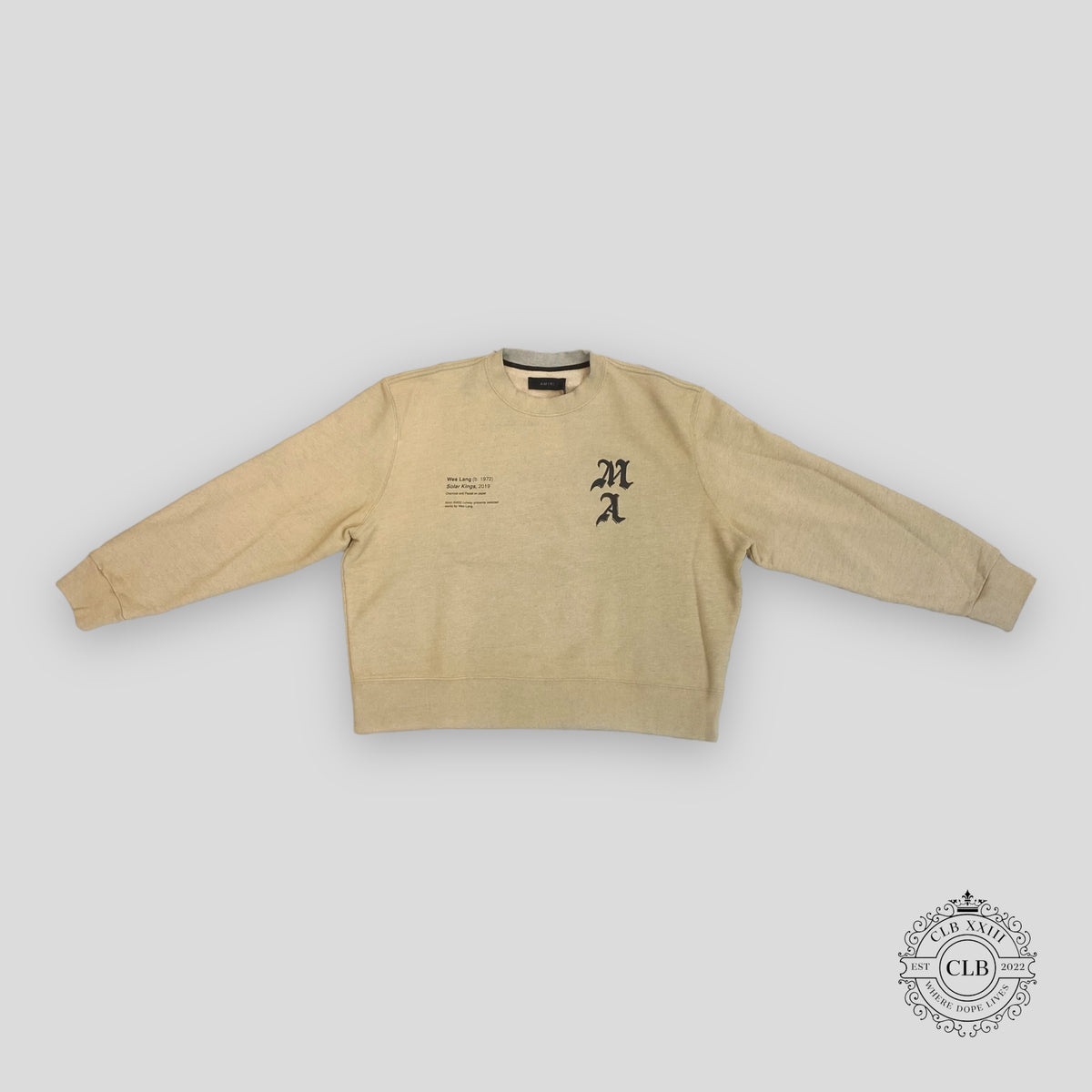 AMIRI WES LANG SOLAR KINGS CREWNECK - HEATHER BIRCH