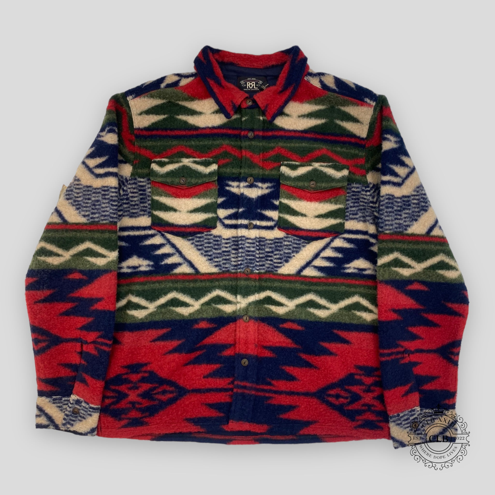 RRL AZTEC FLEECE OVERSHIRT - MULTICOLOR