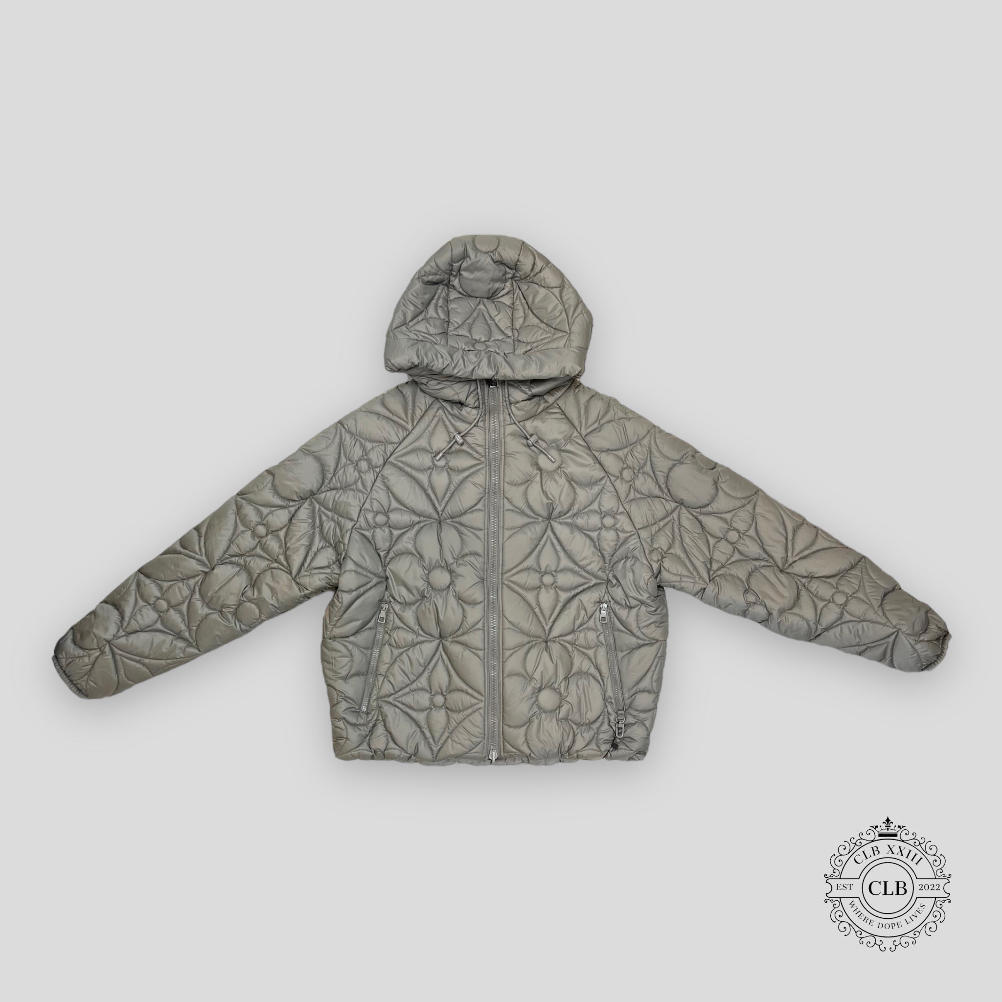 LOUIS VUITTON REVERSIBLE MONOGRAM PUFFER JACKET - GREY