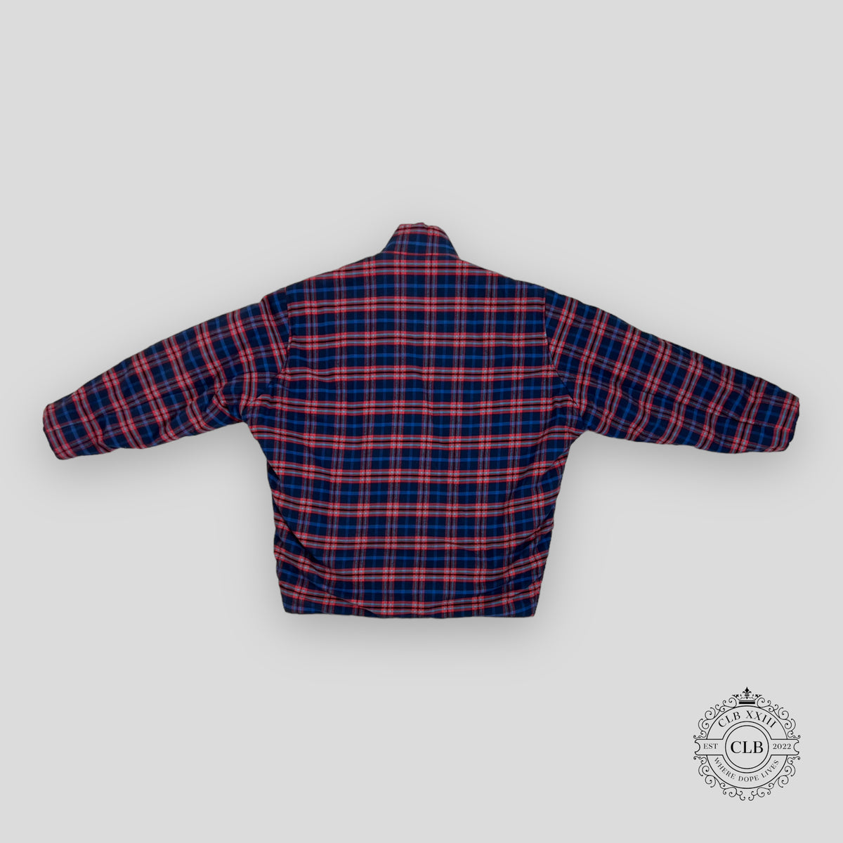 Balenciaga Quilted Check Zip Flannel in Red/Blue