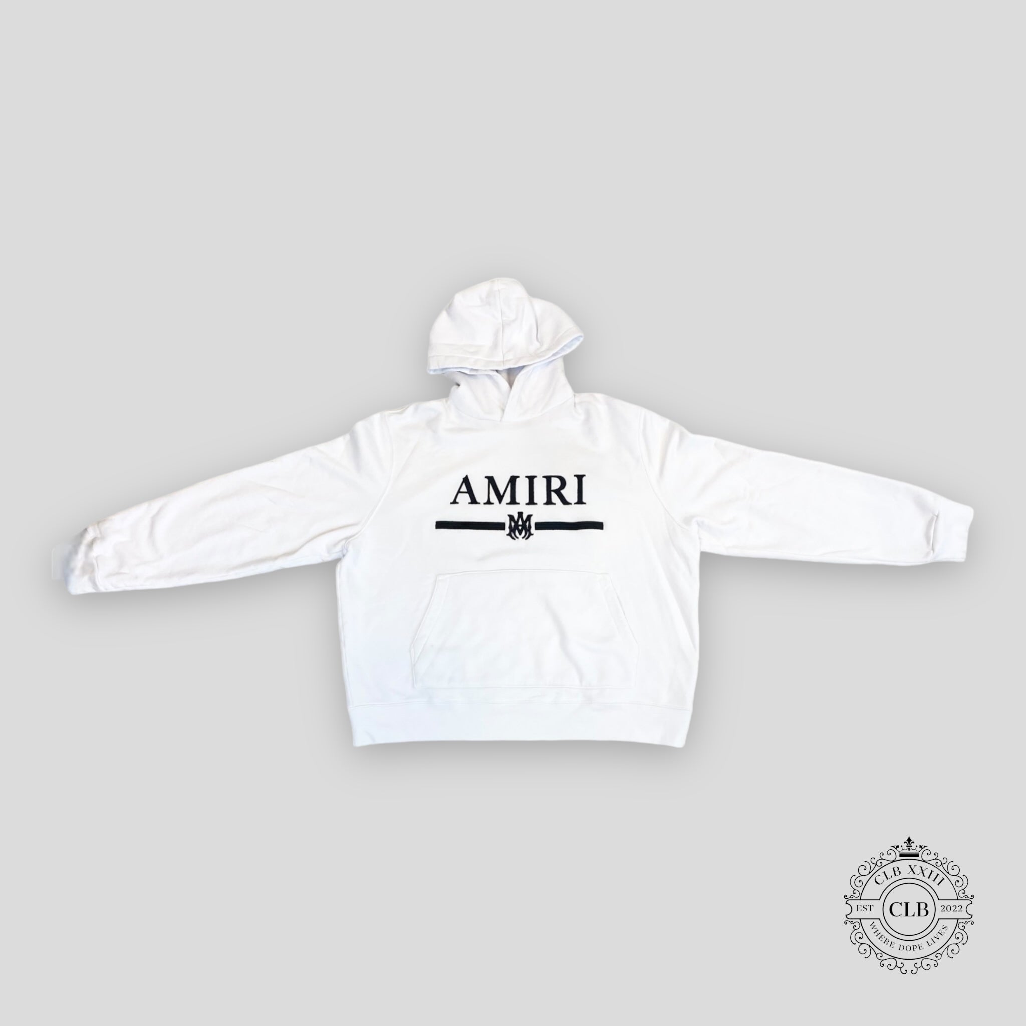 Amiri Ma Bar Logo Embroidered Hoodie in White