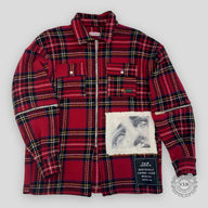 Palm Angels Sensitive Content Tartan Print Jacket - Red
