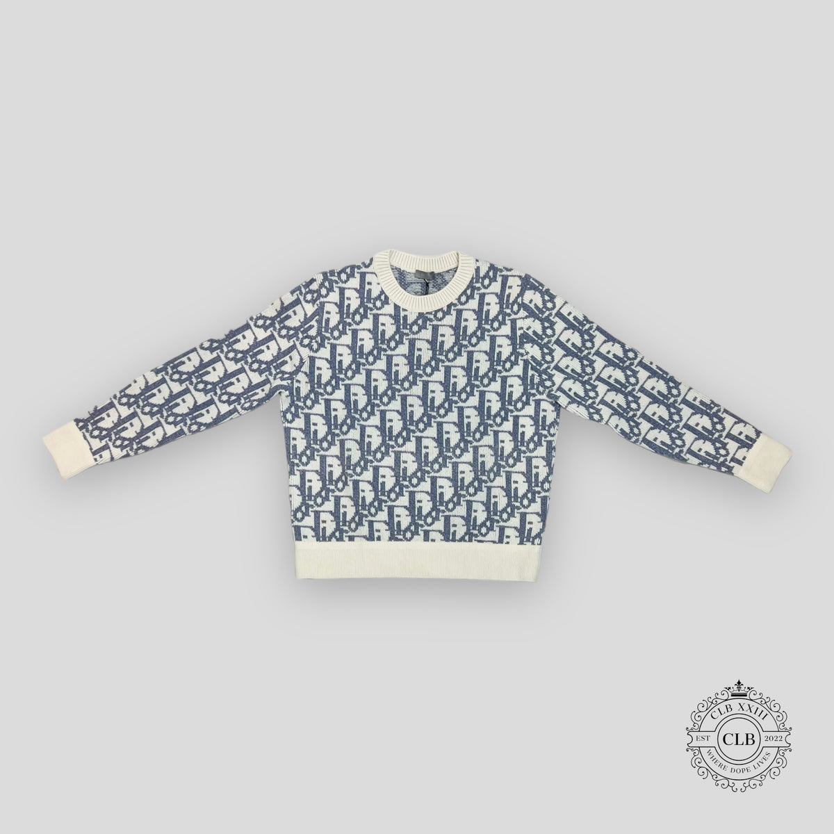 Dior Oblique Knit Sweater in White/Purple
