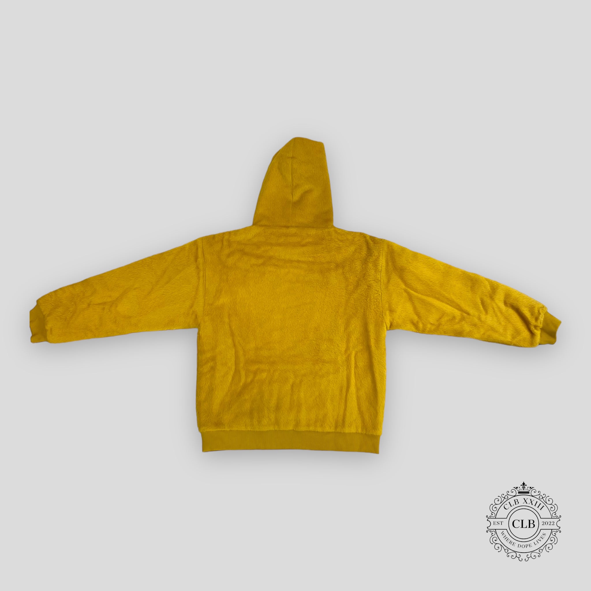 Celine Homme Glitter Sequined Logo Fuzzy Hoodie in Yellow