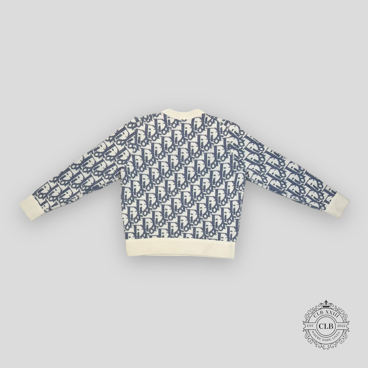 Dior Oblique Knit Sweater in White/Purple