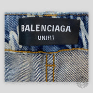 Balenciaga Scribble Print Wide-Leg Jeans in Indigo