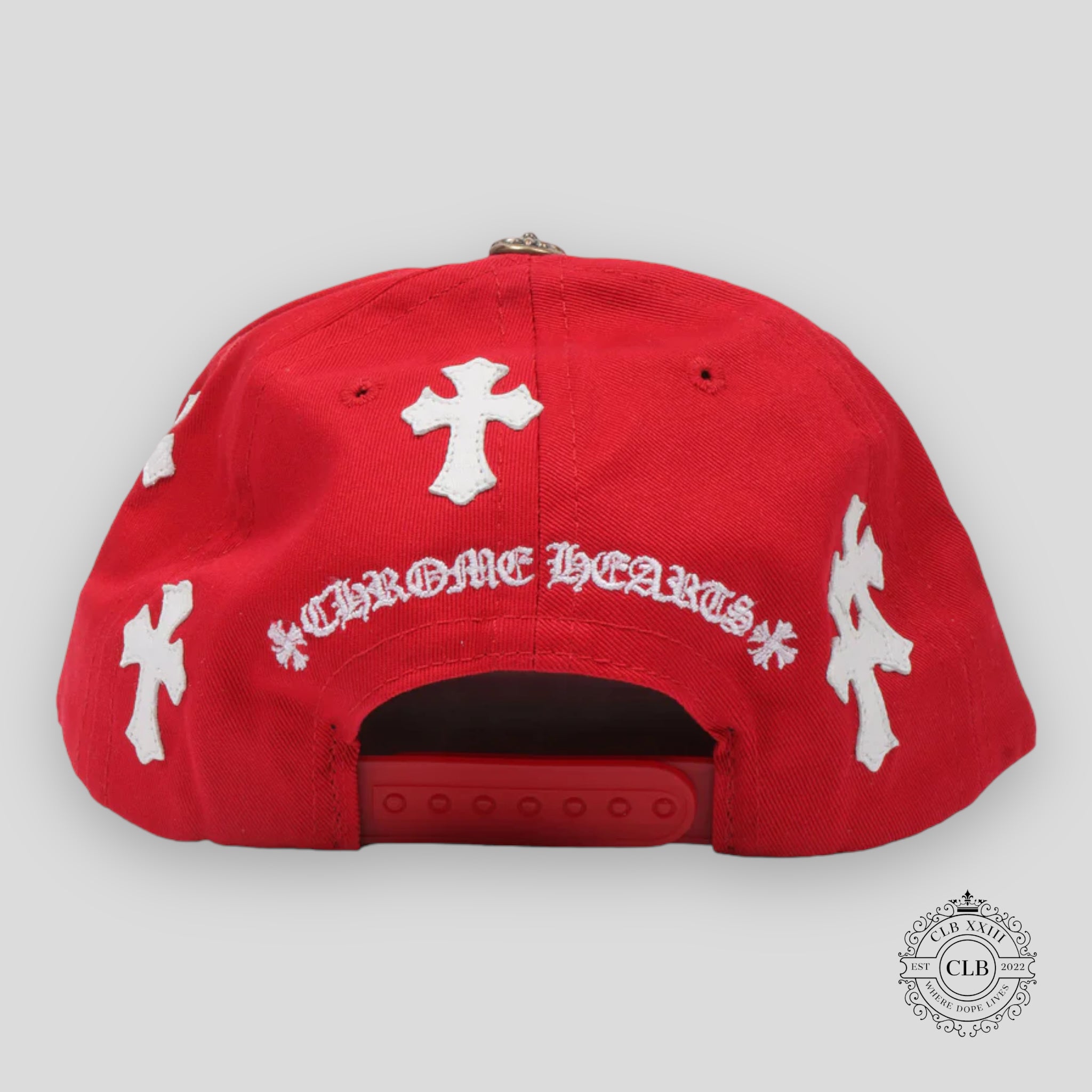 Chrome Hearts Leather Cross Patch Hat in Red