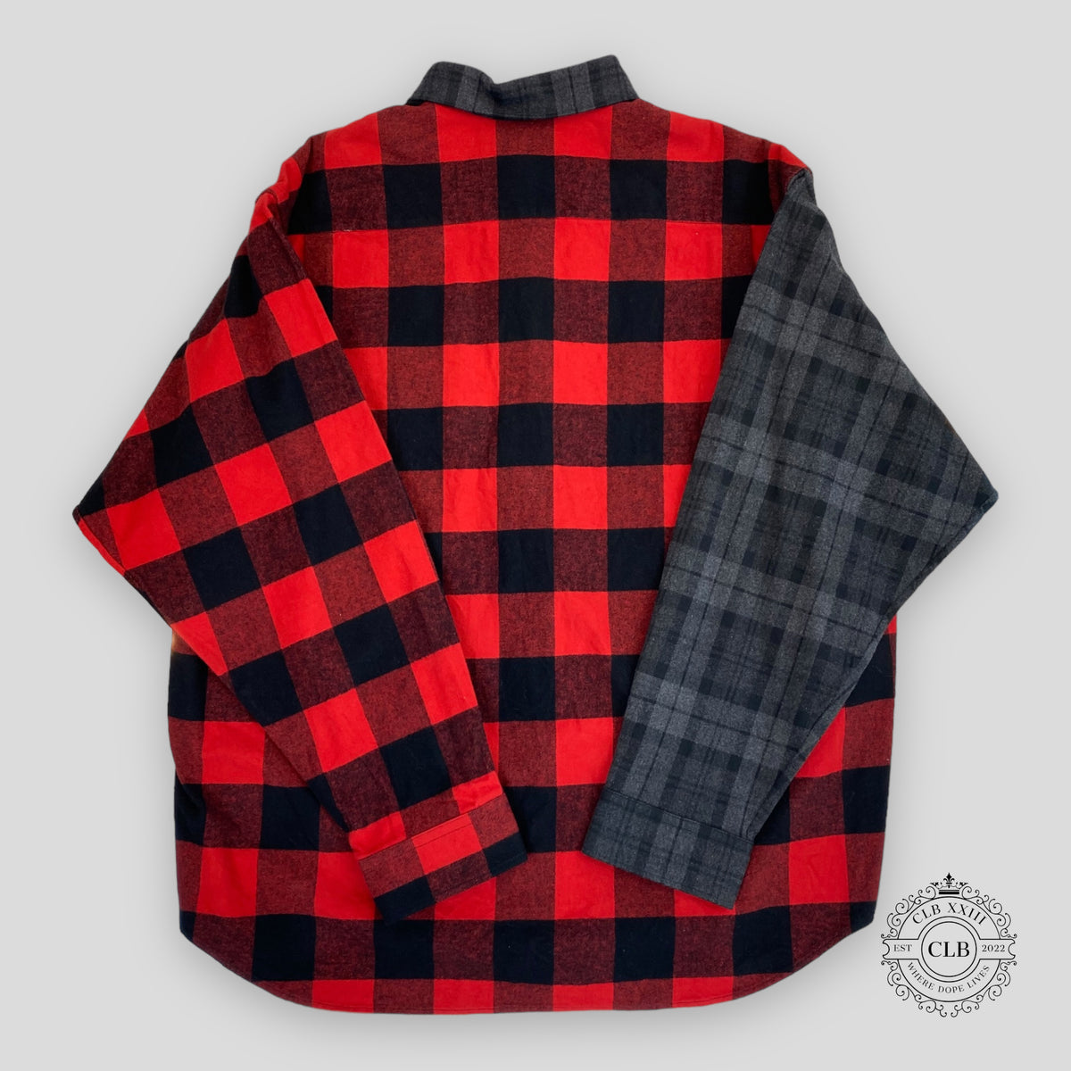 BALENCIAGA BUTTON FLANNEL SHIRT - RED/GREY