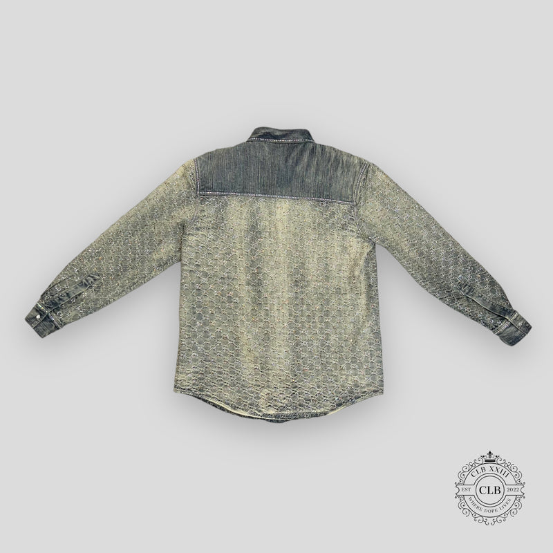 GUCCI GG JACQUARD DENIM JACKET - LIGHT BLUE