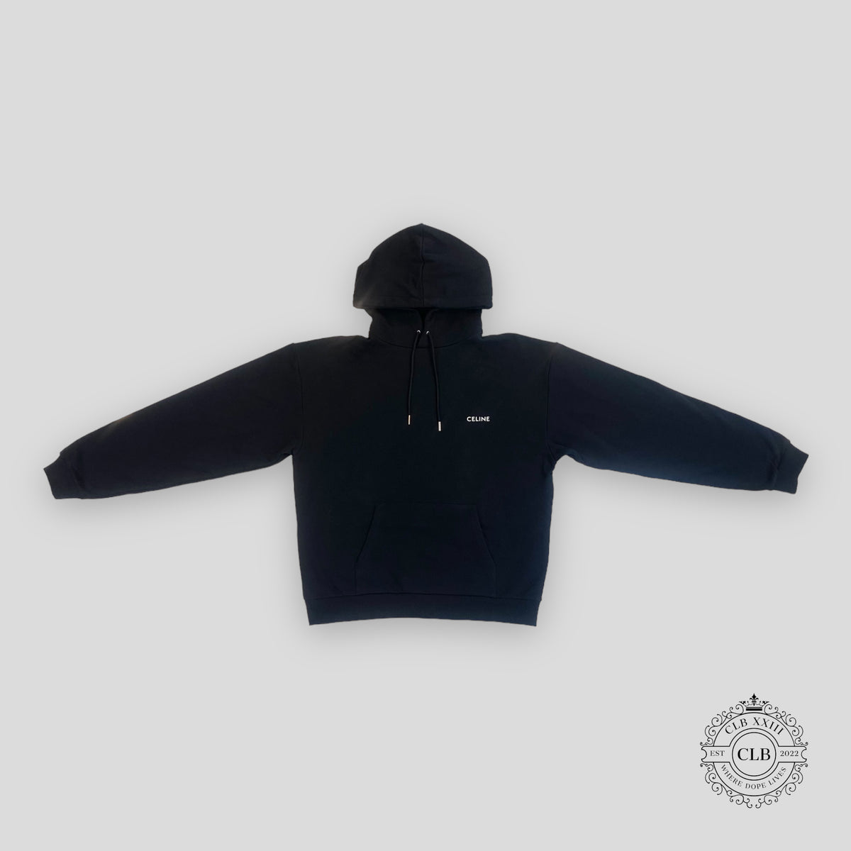 Celine Small Logo Hoodie in Black