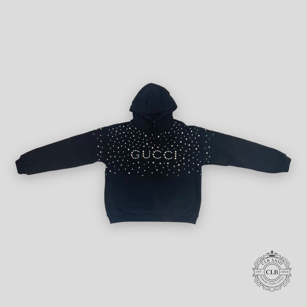 GUCCI STUDDED HOODIE - BLACK