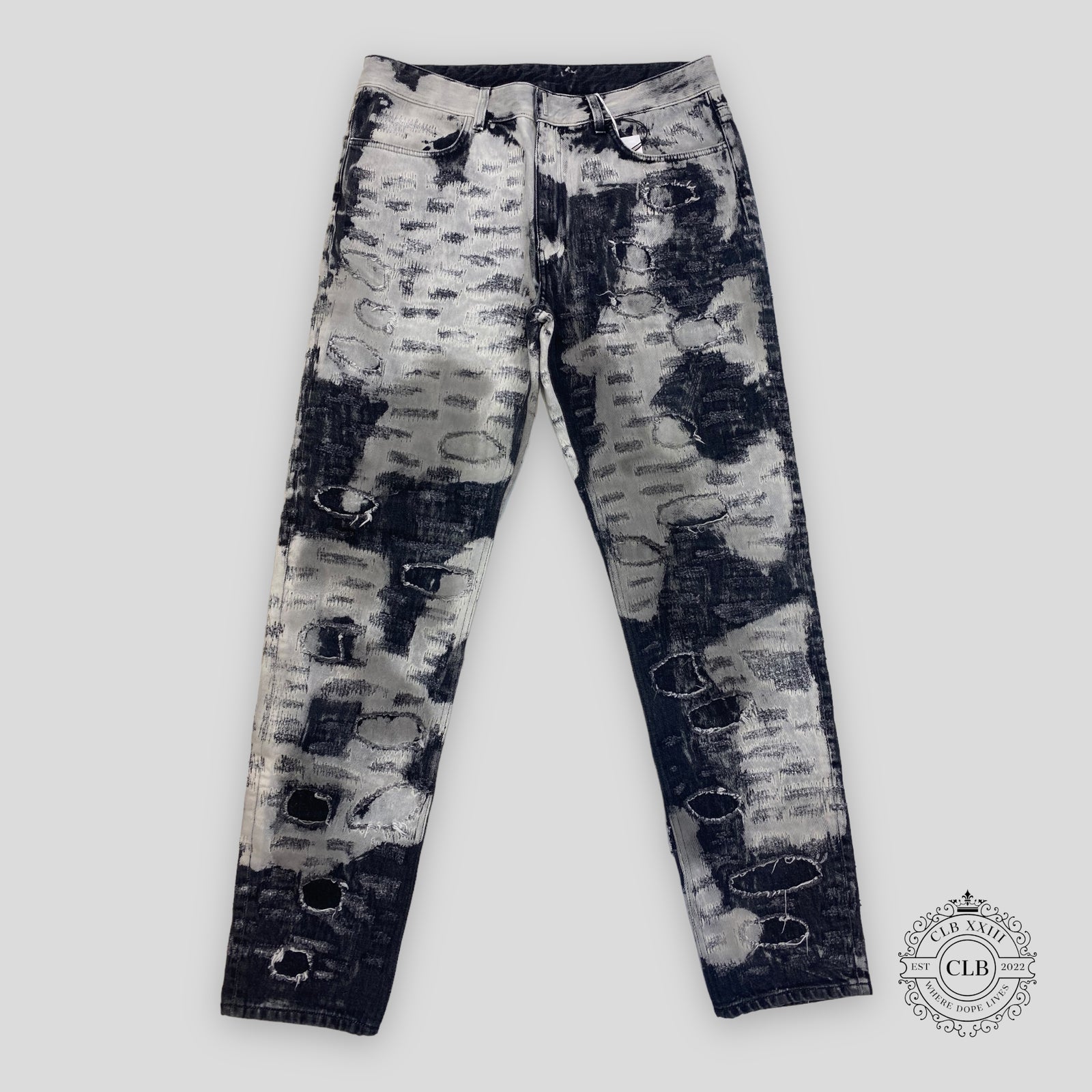 Givenchy Slim-Fit Distressed Bleached Jeans - Charcoal