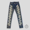 Amiri Hibiscus Stencil Jeans in Light Indigo