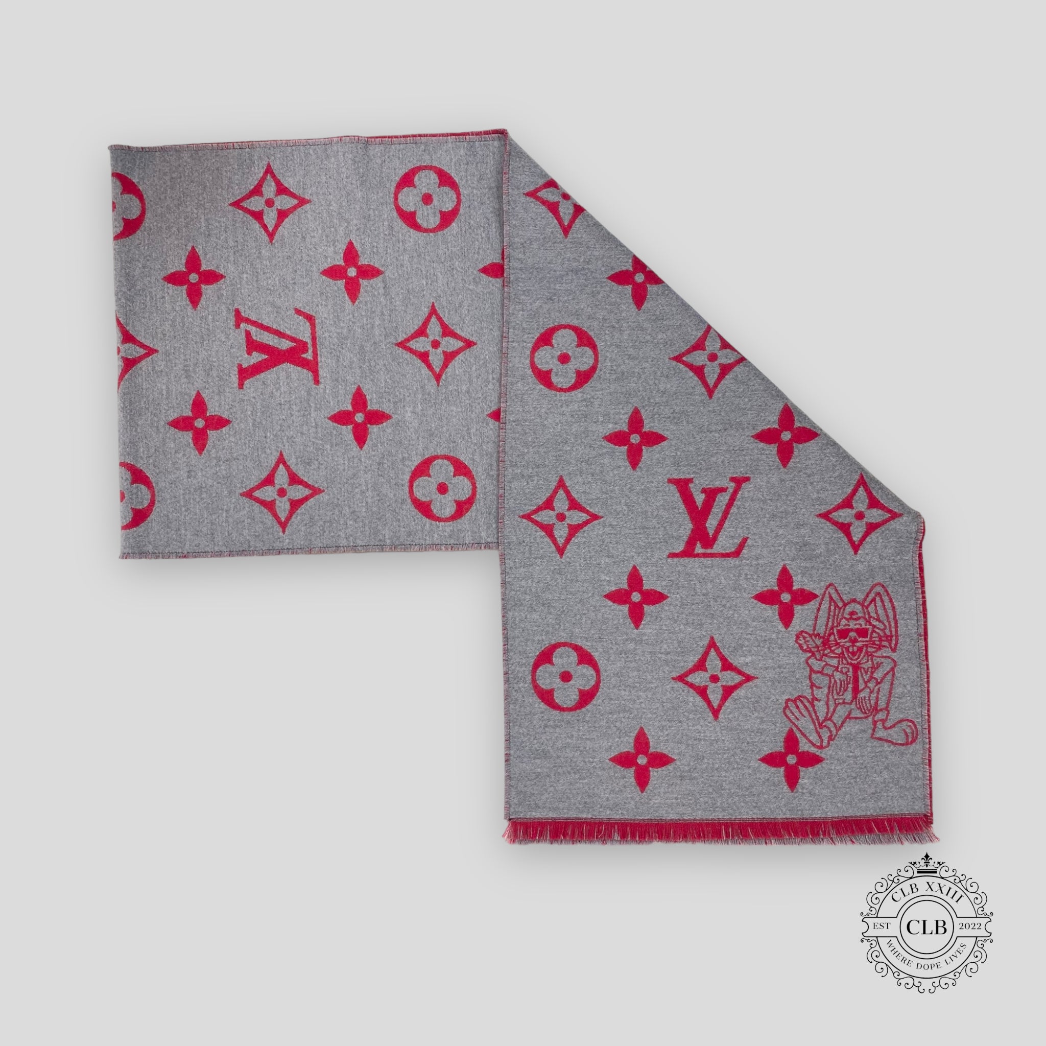 LOUIS VUITTON LV RABBIT SCARF - RED/GREY