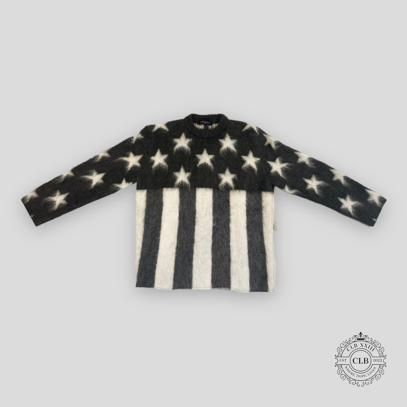 LOUIS VUITTON USA FLAG MOHAIR SWEATER - GREY