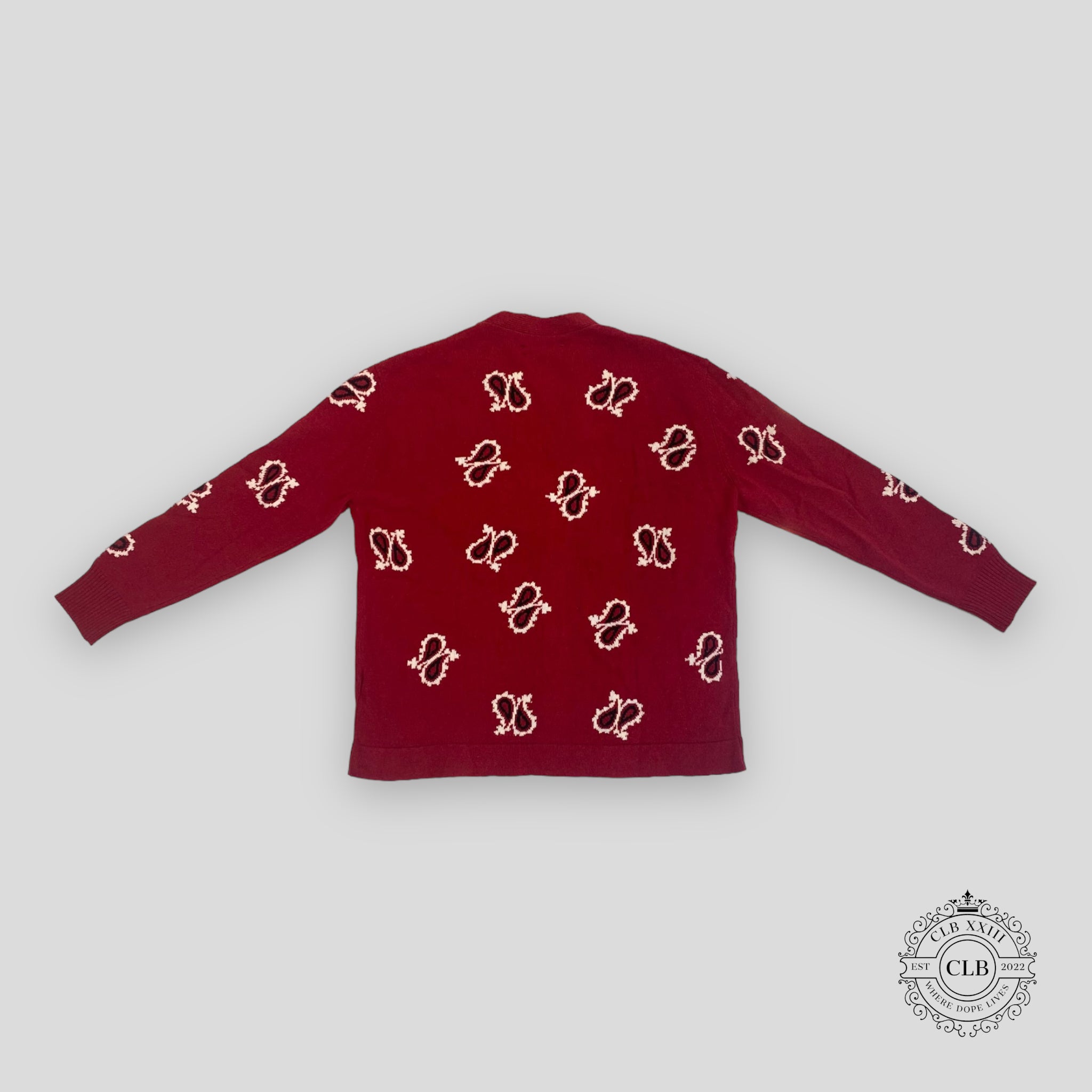AMIRI PAISLEY INTERSIA CARDIGAN - RED