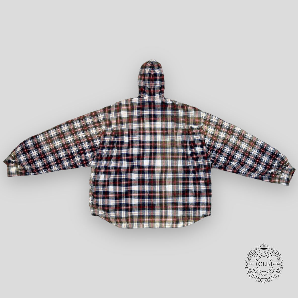 BALENCIAGA BLEACHED PLAID HOODED FLANNEL - RED