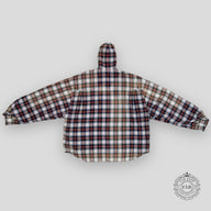 BALENCIAGA BLEACHED PLAID HOODED FLANNEL - RED