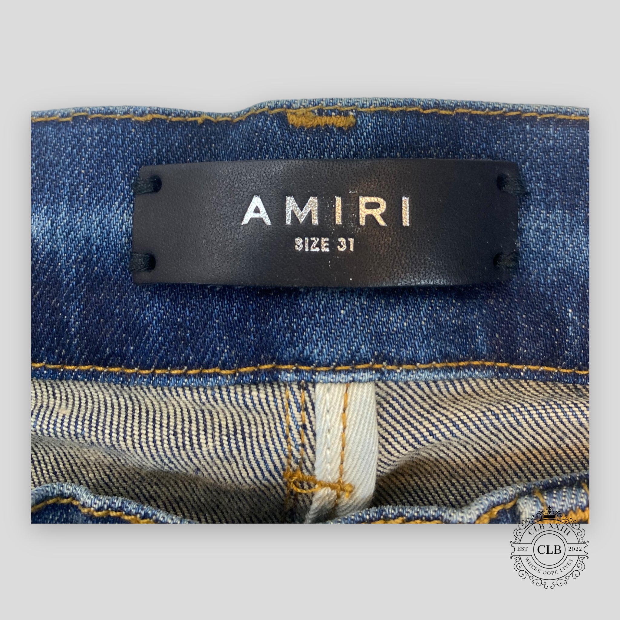 AMIRI MX1 RED BANDANA PATCH JEANS - DEEP CLASSIC INDIGO