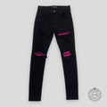 AMIRI MX1 CRACKED PAINT JEANS - BLACK/PINK