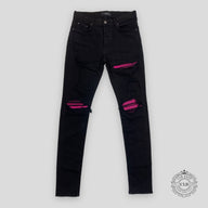 AMIRI MX1 CRACKED PAINT JEANS - BLACK/PINK