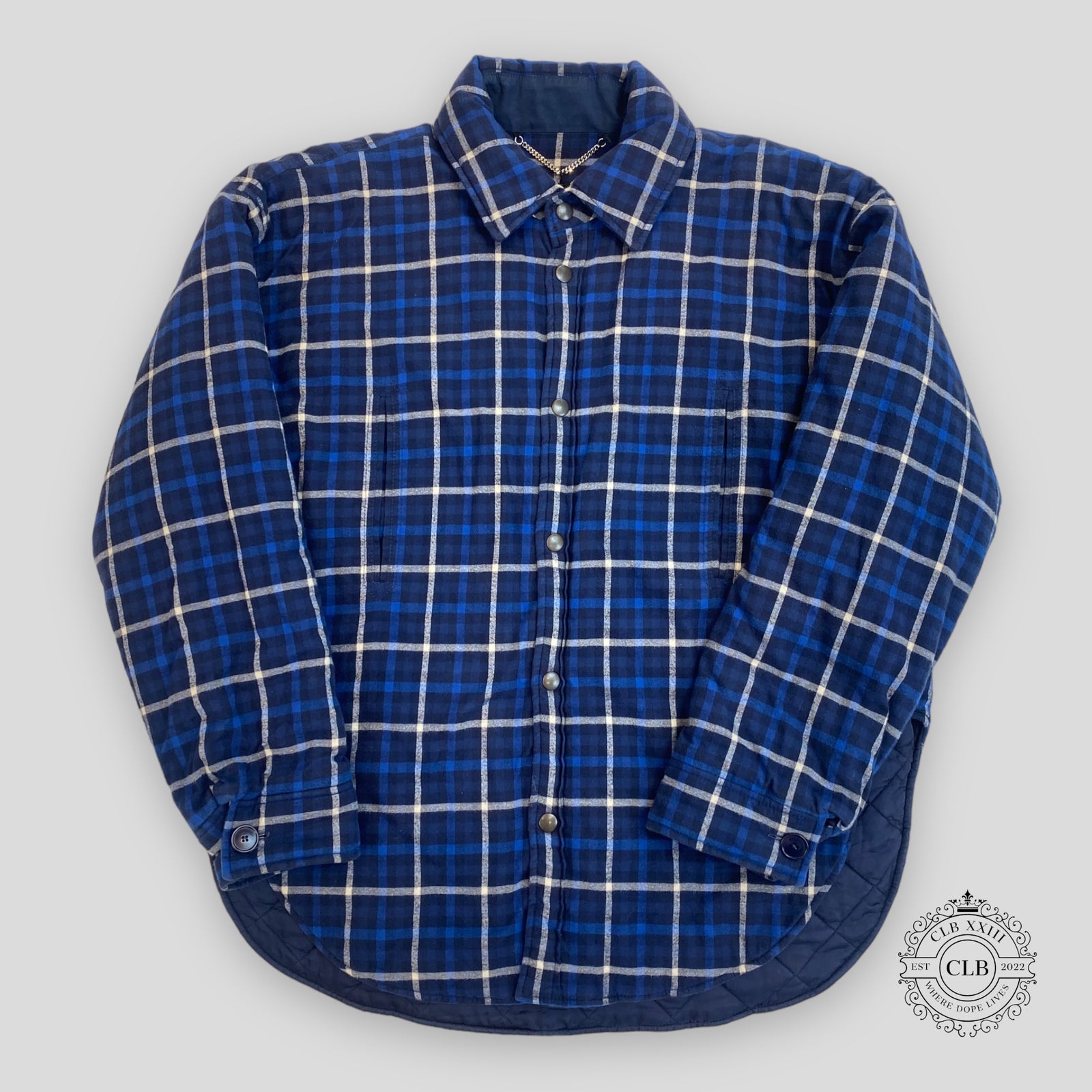 BALENCIAGA FLANNEL PADDED JACKET - BLUE