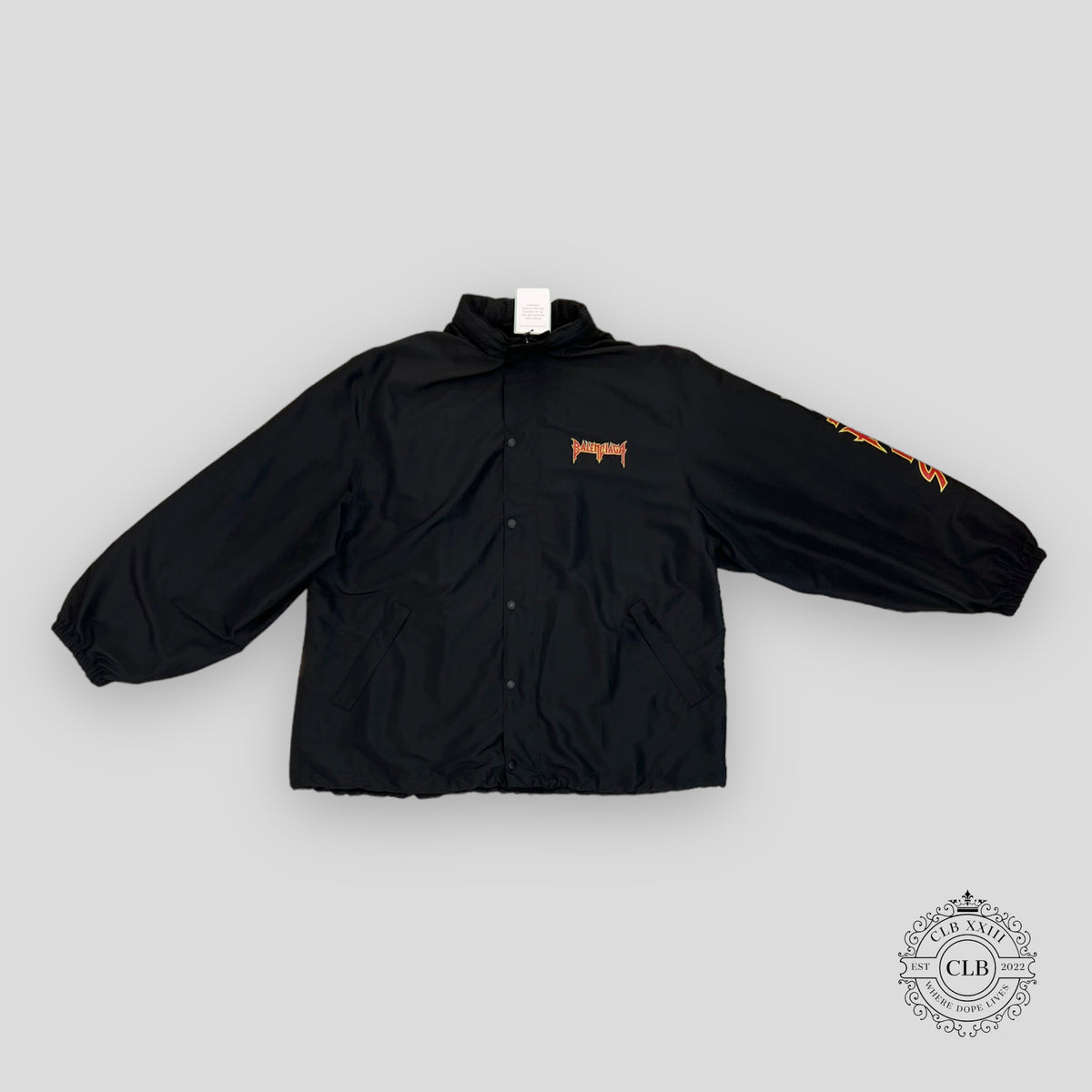Balenciaga Oversized Logo Print Shell Windbreaker in Black