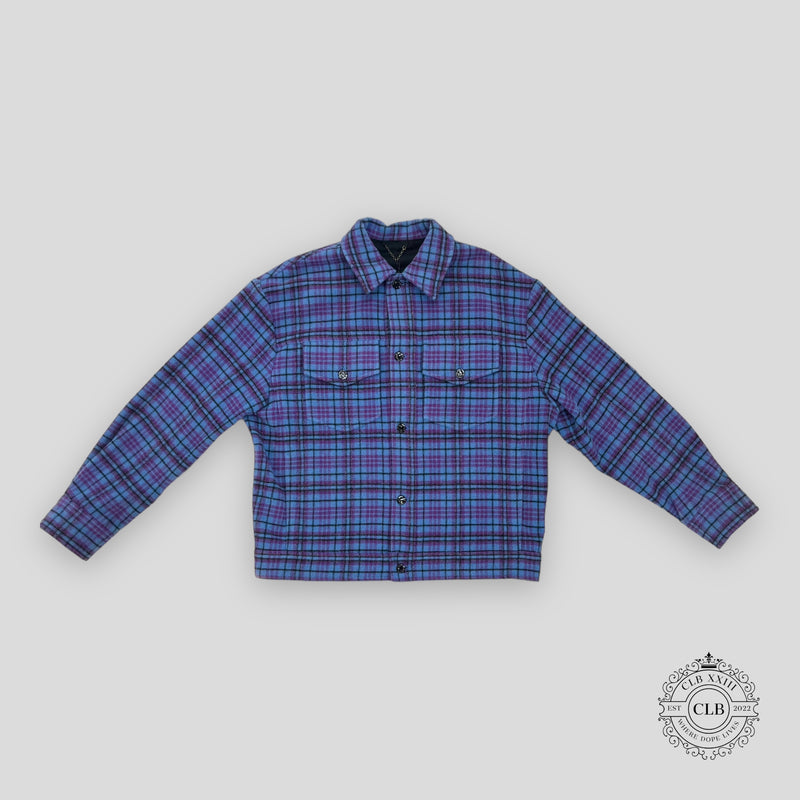 Louis Vuitton Plaid Trucker Jacket in Blue / Purple