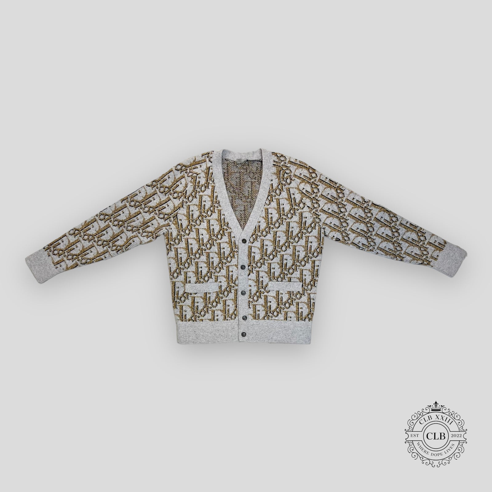 Dior Oblique Knit Cardigan - Grey