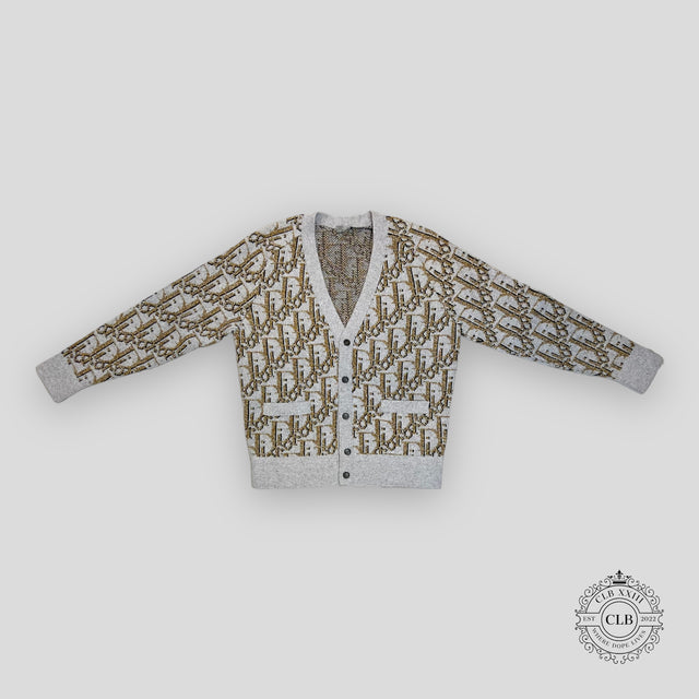 DIOR OBLIQUE KNIT CARDIGAN - GREY