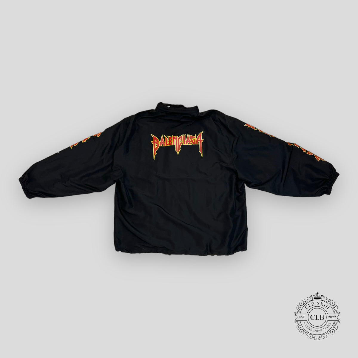 Balenciaga Oversized Logo Print Shell Windbreaker in Black