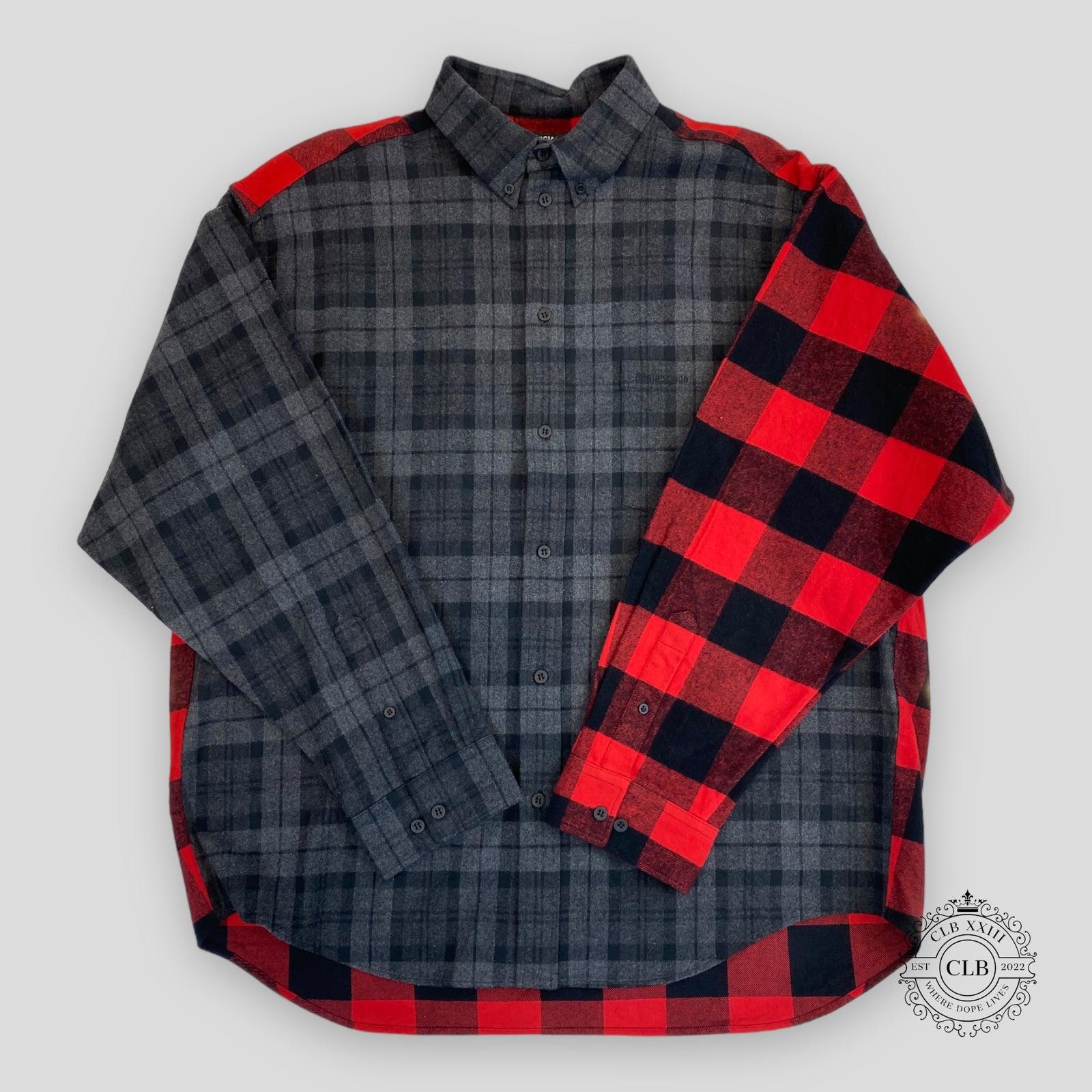 Balenciaga Button Flannel Shirt - Red/Grey