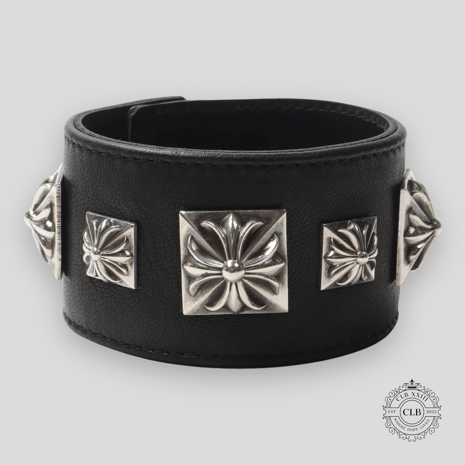 Chrome Hearts Wide Leather Bracelet - Black