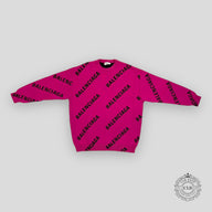 Balenciaga Insignia Oversized Intarsia All Over Logo in Pink/Black